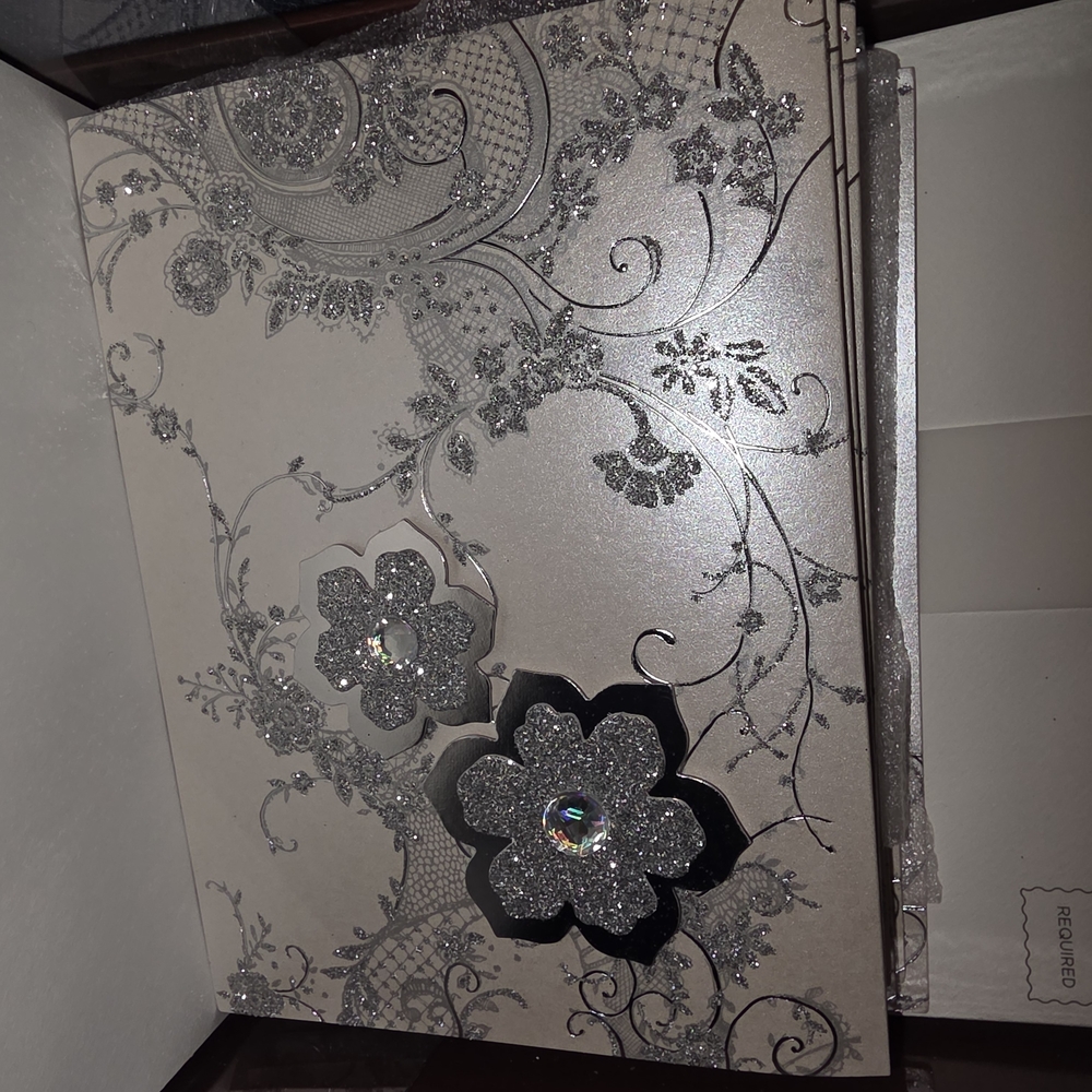 Elegant Silver and White Handmade Wedding Invitations